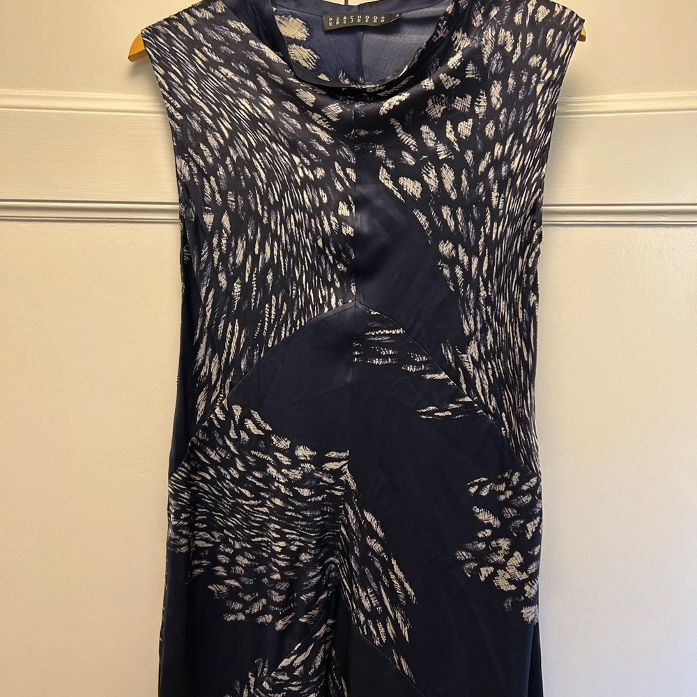 Elegant Navy Patterned Maxi Dress